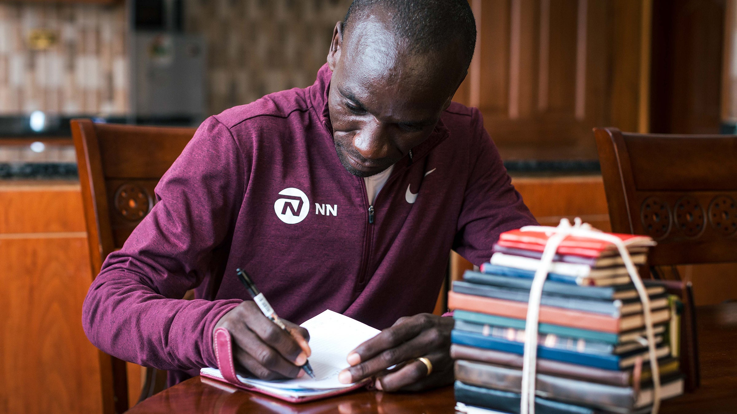 Kipchoge keeps detailed training logs that track everything from the time, pace, and location of each run to which shoes he wore.