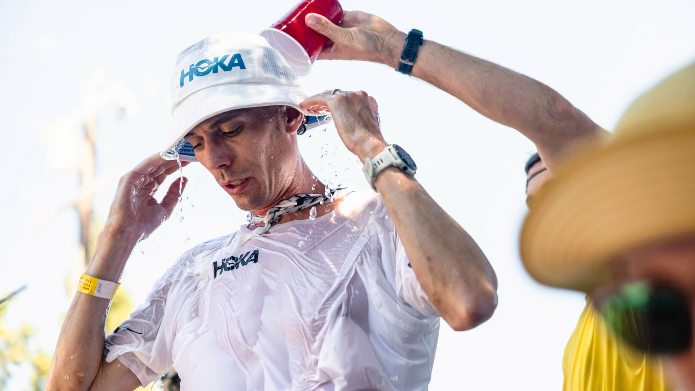 Western States 100 aid station, where Jim Walmsley's heat training paid off.