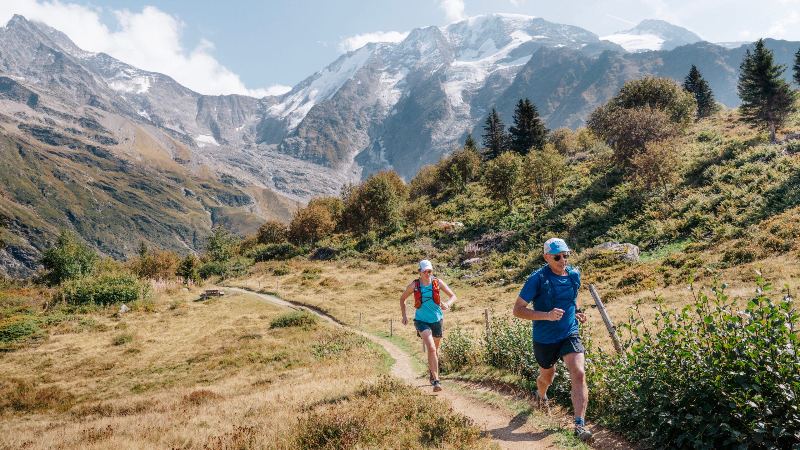 Running along the Tour du Mont Blanc loop.