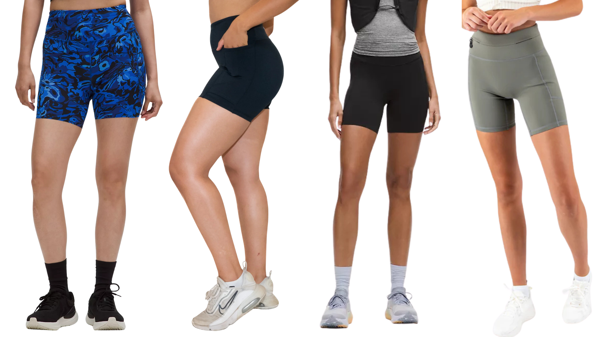 a collage of women's running shorts