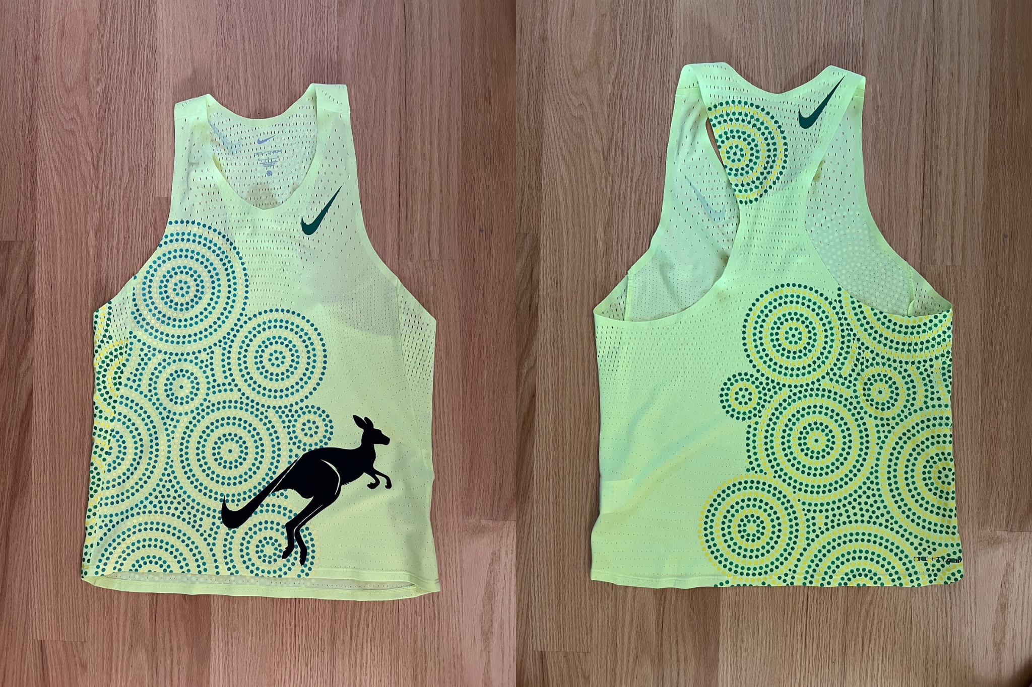 a singlet with a kangaroo on it